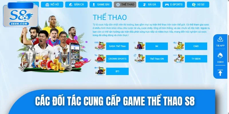 Các đối tác cung cấp game thể thao S8 hàng đầu